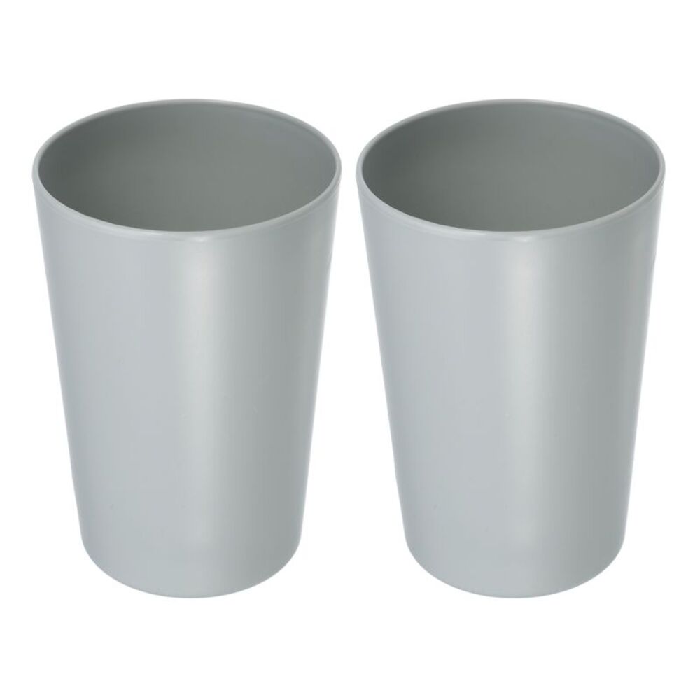 2pcs Bathroom Kitchen PP Toothbrush Tumblers Gray 4.52''x3.03''